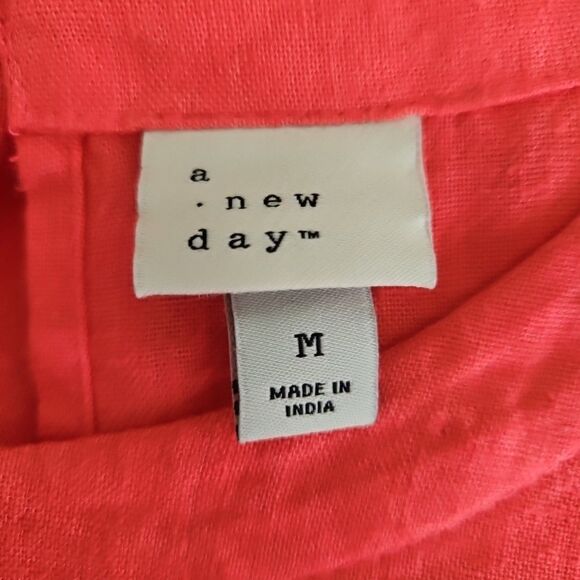 A New Day - Pink Coral Linen Blend Sleeveless Dress Size Medium Classic, summer - Picture 8 of 8